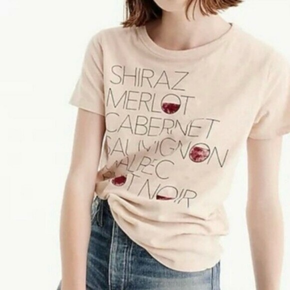 J.Crew large Red Wine Graphic Tee Shirt - Picture 1 of 7